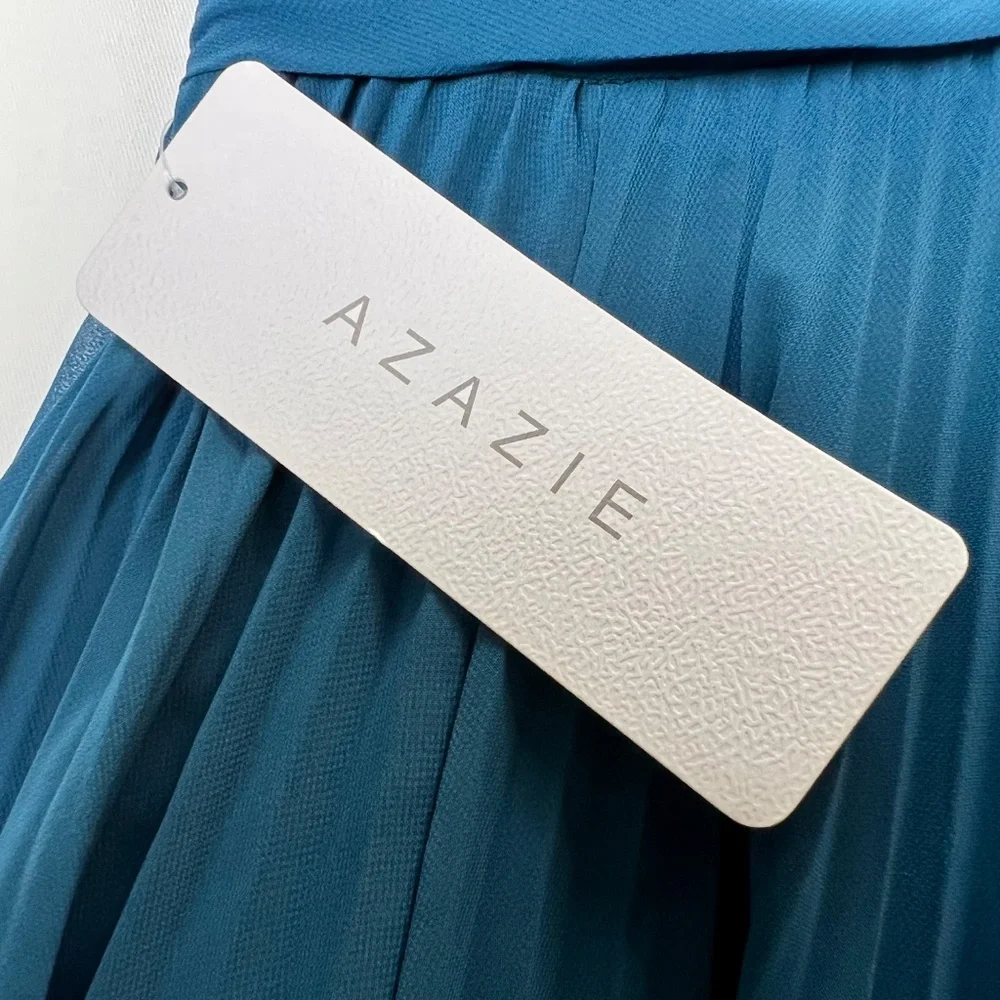 NWT - AZAZIE Raychelle Sz A18 Ink Blue Chiffon Bridesmaid Dress - Picture 11 of 15